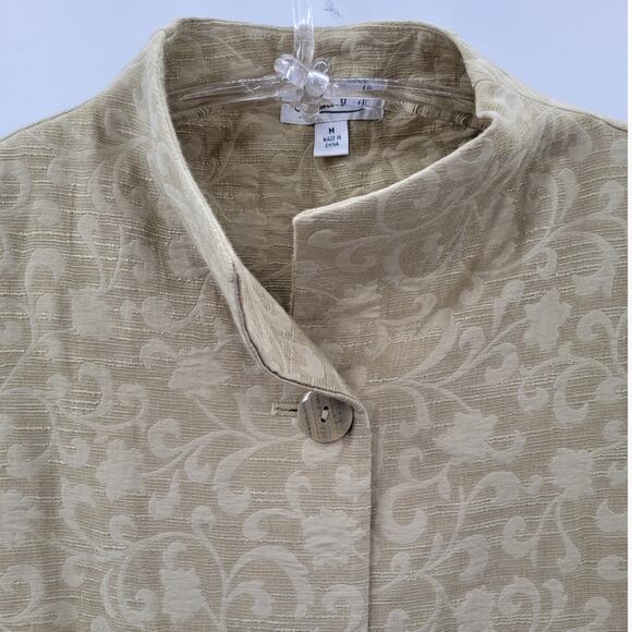 Coldwater Creek Green Textured Three Button High Collar 3/4 Sleeve Jacket - Picture 6 of 13